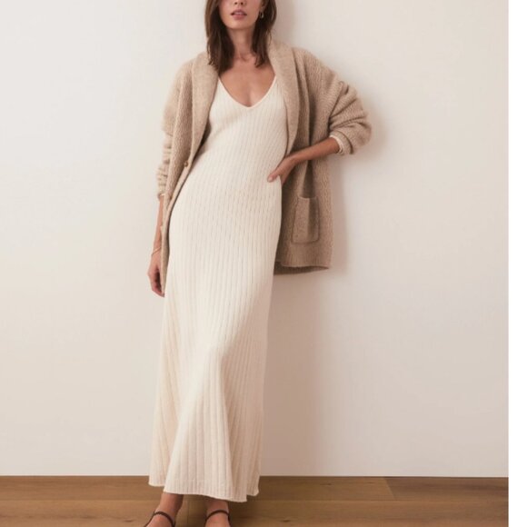 Marine Layer Jade Midi Cream Sweater Dress Sz L NWT - Picture 1 of 5
